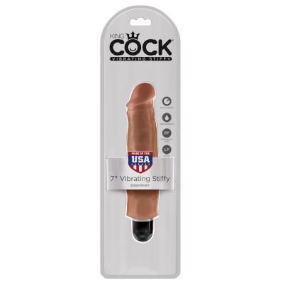 Pipedream King Cock 7 Inch Vibrating Stiffy Tan Flesh PD5522 22 603912753202 Boxview