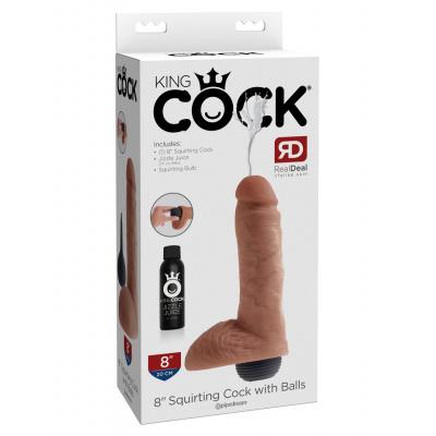 Pipedream King Cock 8 Inch Squirting Cock with Balls Tan Flesh PD5602 22 603912753356 Boxview