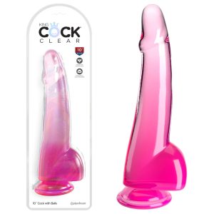 Pipedream King Cock Clear 10 Inch Cock with Balls Clear Pink Ombre PD5761 11 603912775082 Multiview