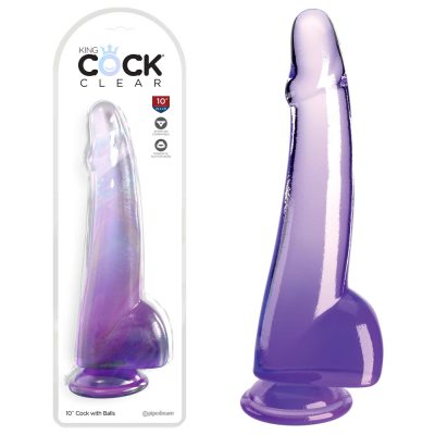 Pipedream King Cock Clear 10 Inch Cock with Balls Clear Purple Ombre PD5761 12 603912775044 Multiview
