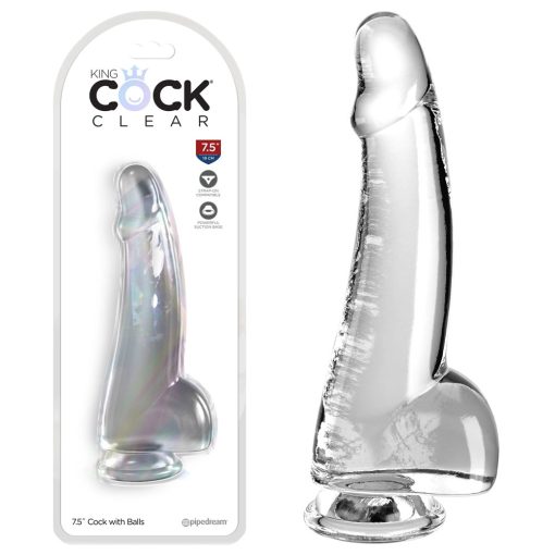 Pipedream King Cock Clear 7 point 5 Inch Cock with Balls Clear PD5760 20 603912774672 Multiview
