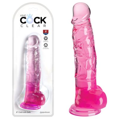 Pipedream King Cock Clear 8 Inch Cock with Balls Clear Pink Ombre PD5756 11 603912774993 Multiview