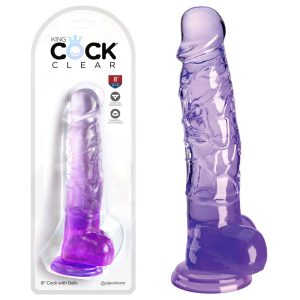 Pipedream King Cock Clear 8 Inch Cock with Balls Clear Purple Ombre PD5756 12 603912775006 Multiview