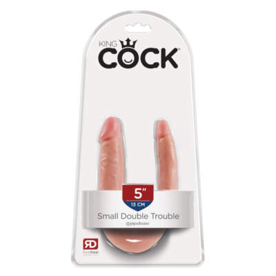 Pipedream King Cock Double Trouble Double Penetrator Dong Small Light Flesh PD5513 21 603912350067 Boxview