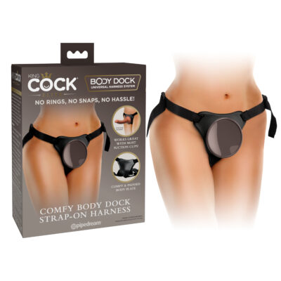 Pipedream King Cock Elite Comfy Body Dock Strap On Harness Black BD102 29 603912771527 Multiview