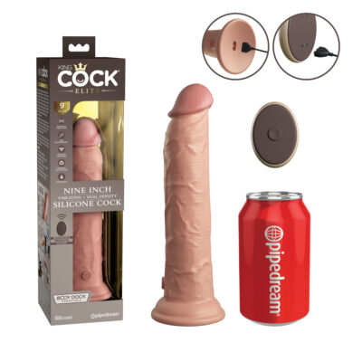 Pipedream King Cock Elite Dual Density Remote Vibrating 9 Inch Light Flesh PD5779 21 603912769449 Multiview
