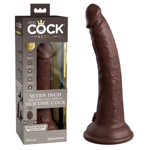 Pipedream King Cock Elite Silicone 7 Inch Dual Density Vibrating Cock with Remote Dark Flesh PD5777 29 603912769418 Multiview