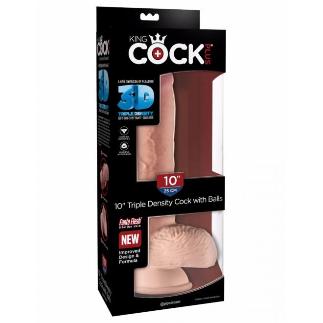 Pipedream King Cock Plus 10 inch Triple Density Cock with Balls Light Flesh PD5721 21 603912762549 Boxview