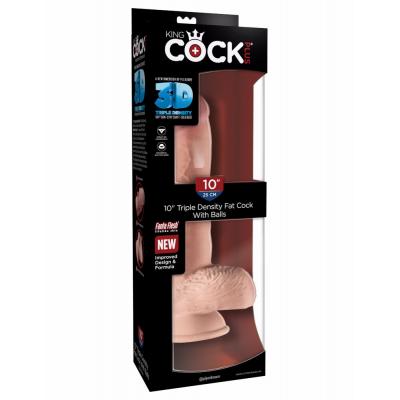 Pipedream King Cock Plus 10 inch Triple Density Fat Cock with Balls Light Flesh PD5722 21 603912762556 Boxview