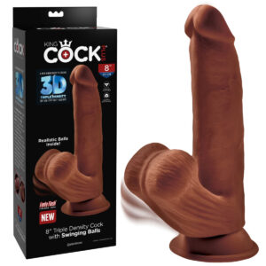 Pipedream King Cock Plus 3D 8 inch Triple Density Cock with Swinging Balls Medium Brown Dark Flesh PD5731 29 603912770568 Multiview