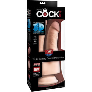 Pipedream King Cock Plus 3D 9 point 5 inch Triple Density Double Penetrator Dong Light Flesh PD5724 21 603912762570 Boxview