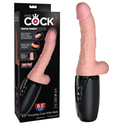 Pipedream King Cock Plus 6 point 5 inch Triple Threat Thrusting Dildo Light Flesh PD5728 21 603912765786 Multiview