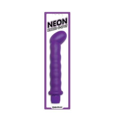 Pipedream Neon Ribbed G Spot Vibrator Purple PD1422 12 603912738445 Boxview