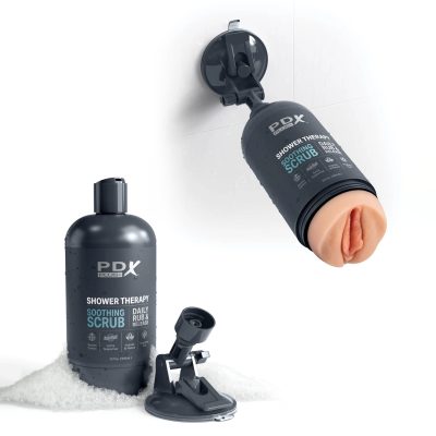 Pipedream PDX+ Shower Therapy Discreet Stroker Soothing Scrub Pussy Stroker Light Flesh RD622 21 603912774405 Multi Detail