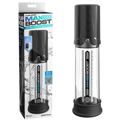 Pipedream Pump Worx Max Boost Manual Piston Action Penis Pump Clear and Black PD3249 23 603912774634 Multiview