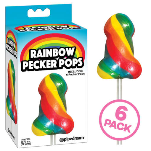Pipedream Rainbow Pecker Pops 6 Pack Tutti Fruiti Flavour Penis Lollipops PD7431 01 603912739824 Multiview