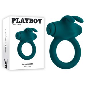 Playboy Pleasure Bunny Buzzer Vibrating Cock Ring Teal PB RS 2451 2 844477022451 Multiview