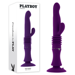 Playboy – “Hoppy Ending” Thrusting Rabbit Vibrator With Suction Cup (Purple)