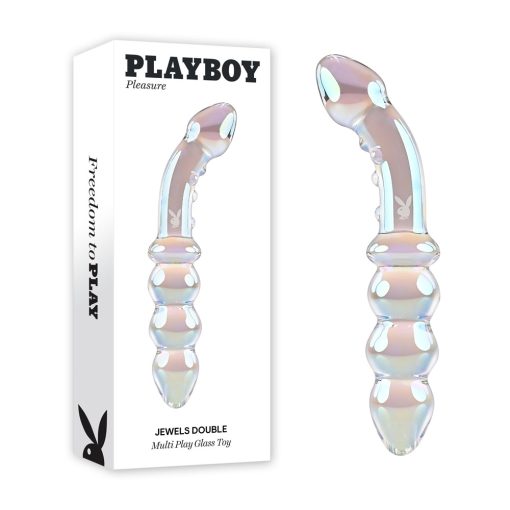 Playboy Pleasure Jewels Double Multi Play Beaded Glass Dildo Holographic Clear PB GL 4257 2 844477024257 Multiview