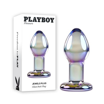 Playboy Pleasure Jewels Plug Glass Butt Plug Holographic Clear PB GL 4233 2 844477024233 Multiview