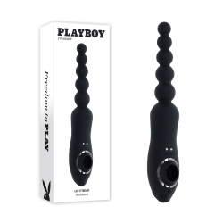 Playboy Pleasure – Let It Bead Vibrating Anal Beads and Clitoral Suction (Black)