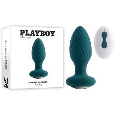 Playboy Pleasure Spinning Tail Teaser Wireless Remote Rotating Vibrating Butt Plug Teal PB RS 2321 2 844477022321 Multiview