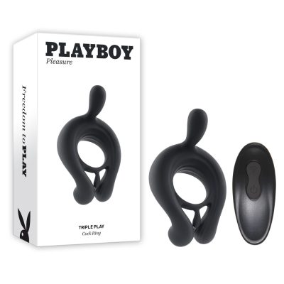 Playboy Pleasure Triple Play Remote Control Vibrating Cock Ring Black PB RS 1355 2 844477021355 Multiview