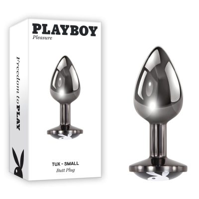 Playboy Pleasure Tux Metal Butt Plug Playboy Bunny Endcap Small Silver Black PB BP 2475 2 844477022475 Multiview