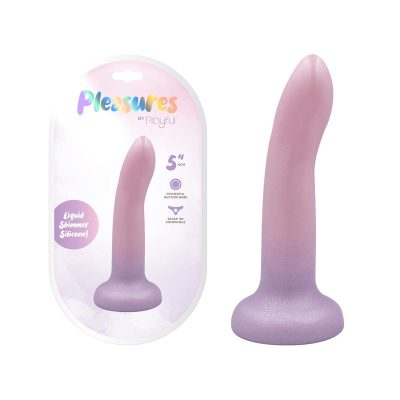 Playful Pleasures 5 Inch Liquid Silicone Dildo Shimmery Ombre Pink to Purple DO 051 S Gradient PP 6000987896522 Multiview