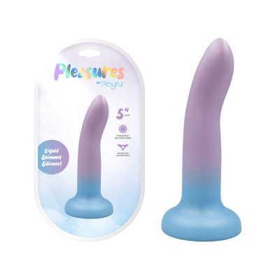 Playful Pleasures 5 Inch Liquid Silicone Dildo Shimmery Ombre Purple to Blue DO 051 S Gradient PB 6000987896560 Multiview