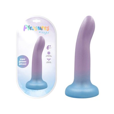 Playful Pleasures 6 Inch Liquid Silicone Dildo Shimmery Ombre Purple to Blue DO 051 M Gradient PB 6000987896584 Multiview