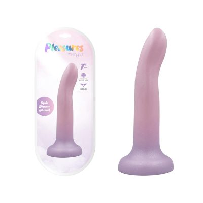 Playful Pleasures 7 Inch Liquid Silicone Dildo Shimmery Ombre Pink to Purple DO 051 L Gradient PP 6000987896553 Multiview