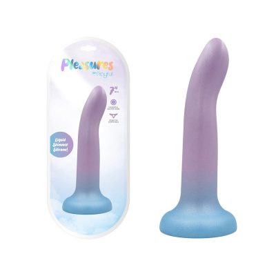 Playful Pleasures 7 Inch Liquid Silicone Dildo Shimmery Ombre Purple to Blue DO 051 L Gradient PB 6000987896591 Multiview