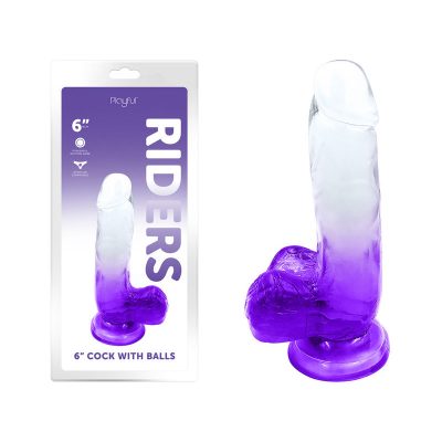 Playful Riders 6 Inch Cock with Balls Ombre Purple Clear LYQ22 0221 Purple 6925301800132 Multiview