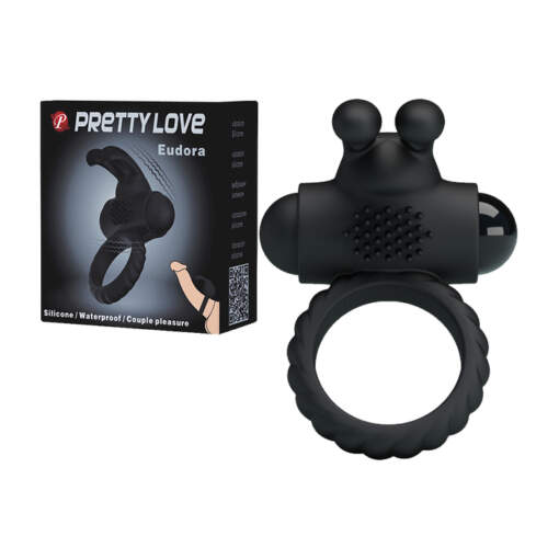 Pretty Love Eudora Vibrating Rabbit Cock Ring Black BI 026219 6959532317541 Multiview
