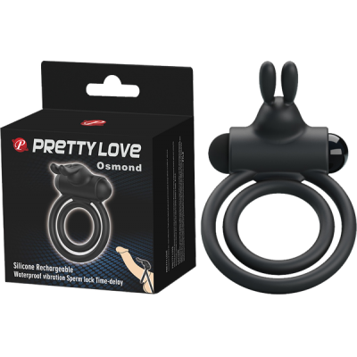 Pretty Love Osmond Dual Cock Ring Black BI-210169 6959532320565