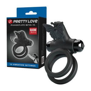 Pretty Love Passion Ring IX Vibrating Butterfly Cock Ring Black BI 210296 6959532327212 Multiview