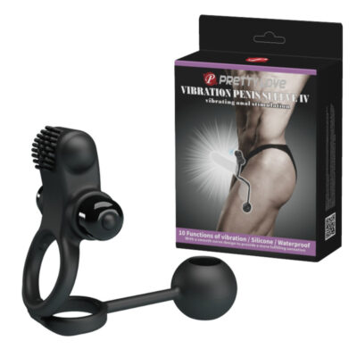 Pretty Love Vibrating Penis Sleeve IV Dual Cock Ring with Anal Vibrator Black BI 210211 6959532324693 Multiview