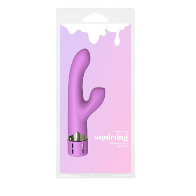 Rechargeable Squirting Silicone Rabbit Vibrator Pink AA SQ371 9354434001371 Boxview