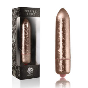 Rocks Off RO 120mm frosted fleur crystal Bullet Vibrator Rose Gold 10RO120FCR 811041013986 Multiview