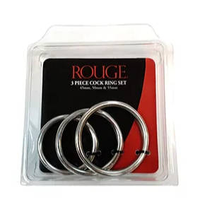 Rouge Stainless Steel 3 Pc Cock Ring Set 45mm 50mm 55mm R3RS091 5060404819504 Boxview