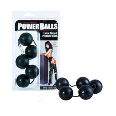 SE-1318-03-2 - Calexotics - Anna Malle Power Balls Black Latex Coated ABS Vaginal or Anal Beads.
