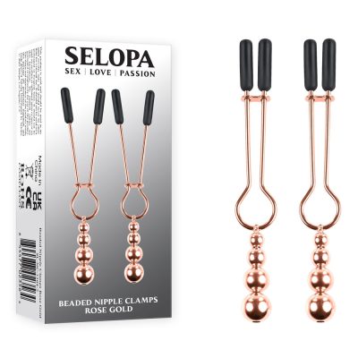 SELOPA Beaded Tweezer Style Nipple Clamps Rose Gold SL NC 3564 2 844477023564 Multiview