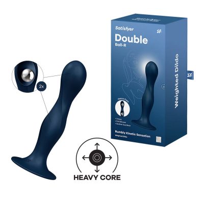 Satisfyer Double Ball R Weighted Ball 6 Inch Dildo Blue 048673 4061504048673 Multiview