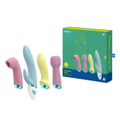 Satisfyer Fabulous Four Interchangeable Head Vibrator and Air Pulse Toy Kit SAT FF PASTEL 4061504009629 Multiview