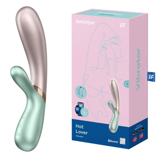 Satisfyer Hot Lover App Enabled Heating Rabbit Vibrator Green Pink 4002507 4061504002507 Multiview