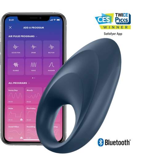 Satisfyer Mighty One Ring App Enabled Vibrating Cock Ring Navy Blue 4061504001999 App Detail