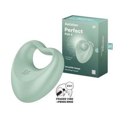 Satisfyer Perfect Pair 3 Multi Use Cock RIng Finger Vibrator Green 043753 4061504043753 Multiview