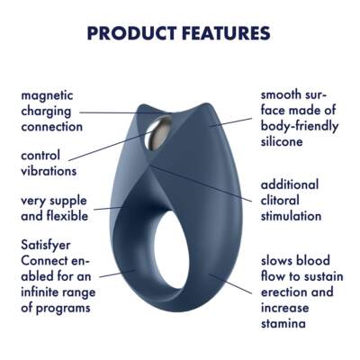 Satisfyer Royal One Ring App Enabled Vibrating Cock Ring Navy Blue 4061504001982 Feature Detail