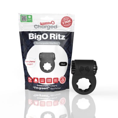 Screaming O Charged BigO Ritz Rechargeable Vibrating Cock Ring Black ABR BL 817483015182 Multiview